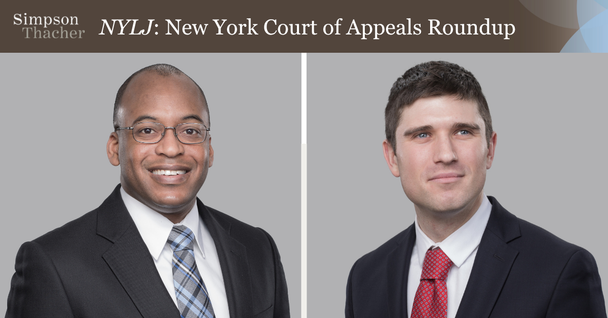 New York Court of Appeals Roundup: Court Reaffirms Internal Affairs ...